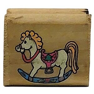 VTG 90s Noteworthy Rocking Horse Rubber Stamp XM1245 1994 1" Wood Mounted Crafts